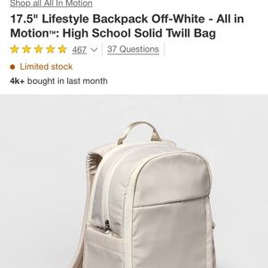 NWT Off-White Lifestyle Backpack Target